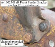 A-16025-B d4 Front Fender Bracket - at frame