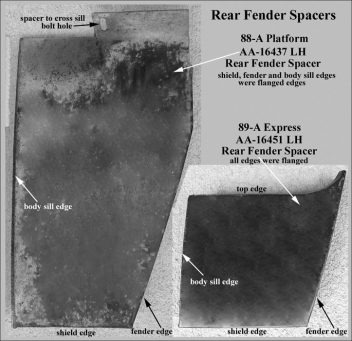 88-A Platform and 89-A Express Rear Fender Spacers (face views)